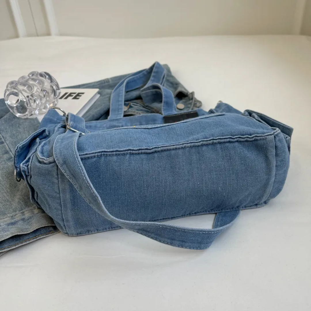 Groovy Trippy Denim tote Bag