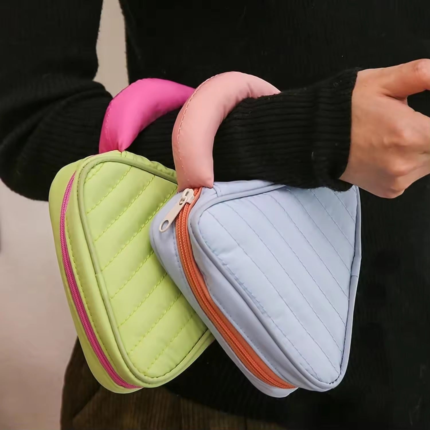 Lime Muse Triangle Handle Pouch