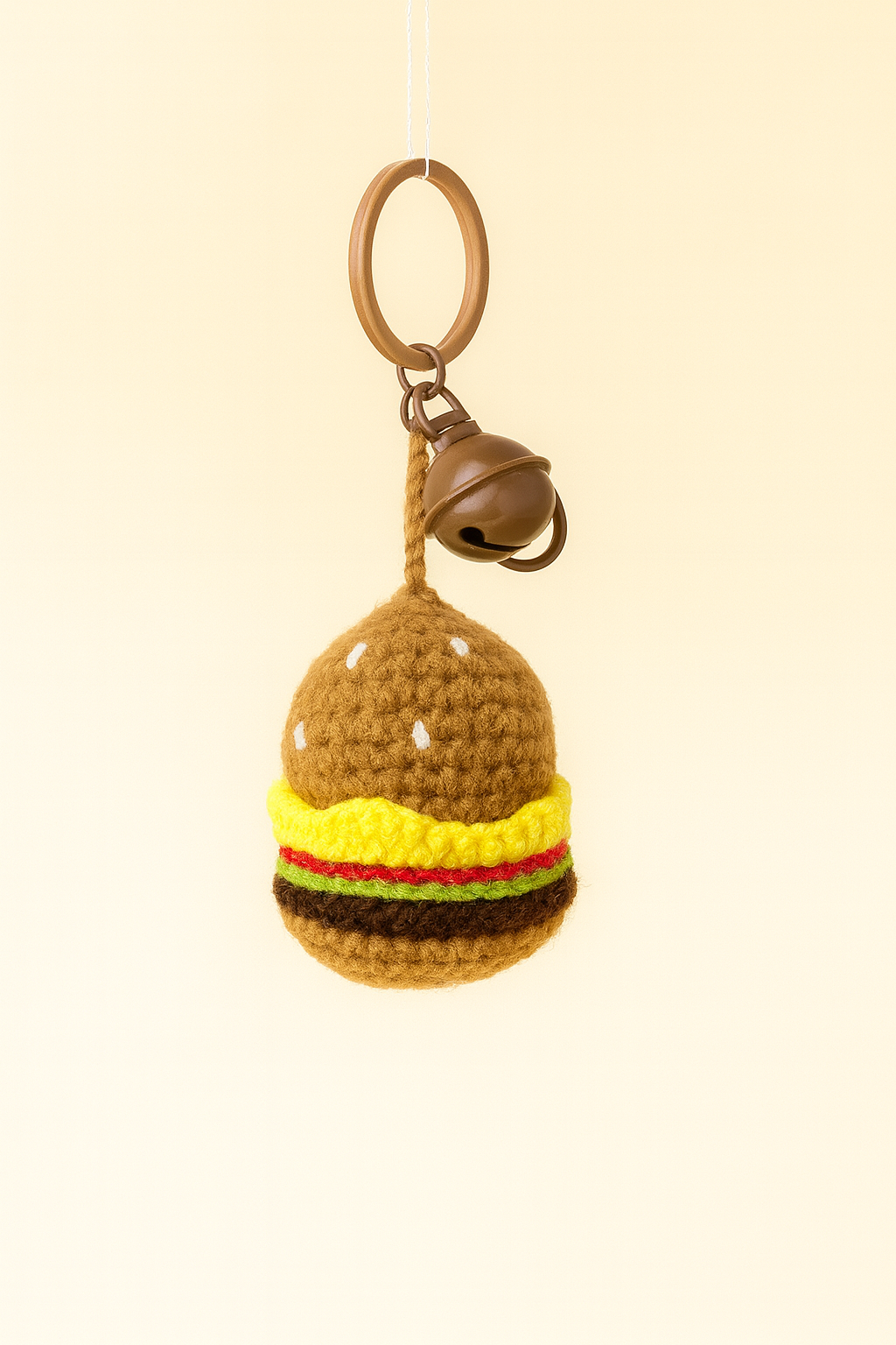 Crochet Burger Charm Keychain