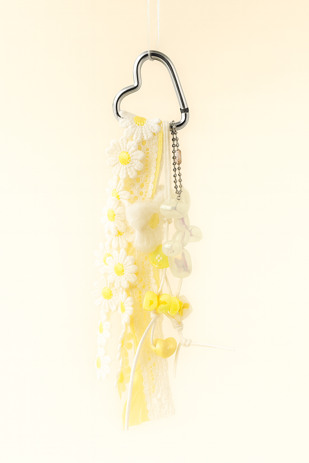 Lemon Lace Heart Charm Clip