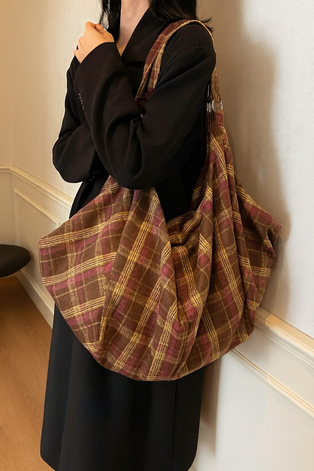 The Verona Plaid Slouch Bag