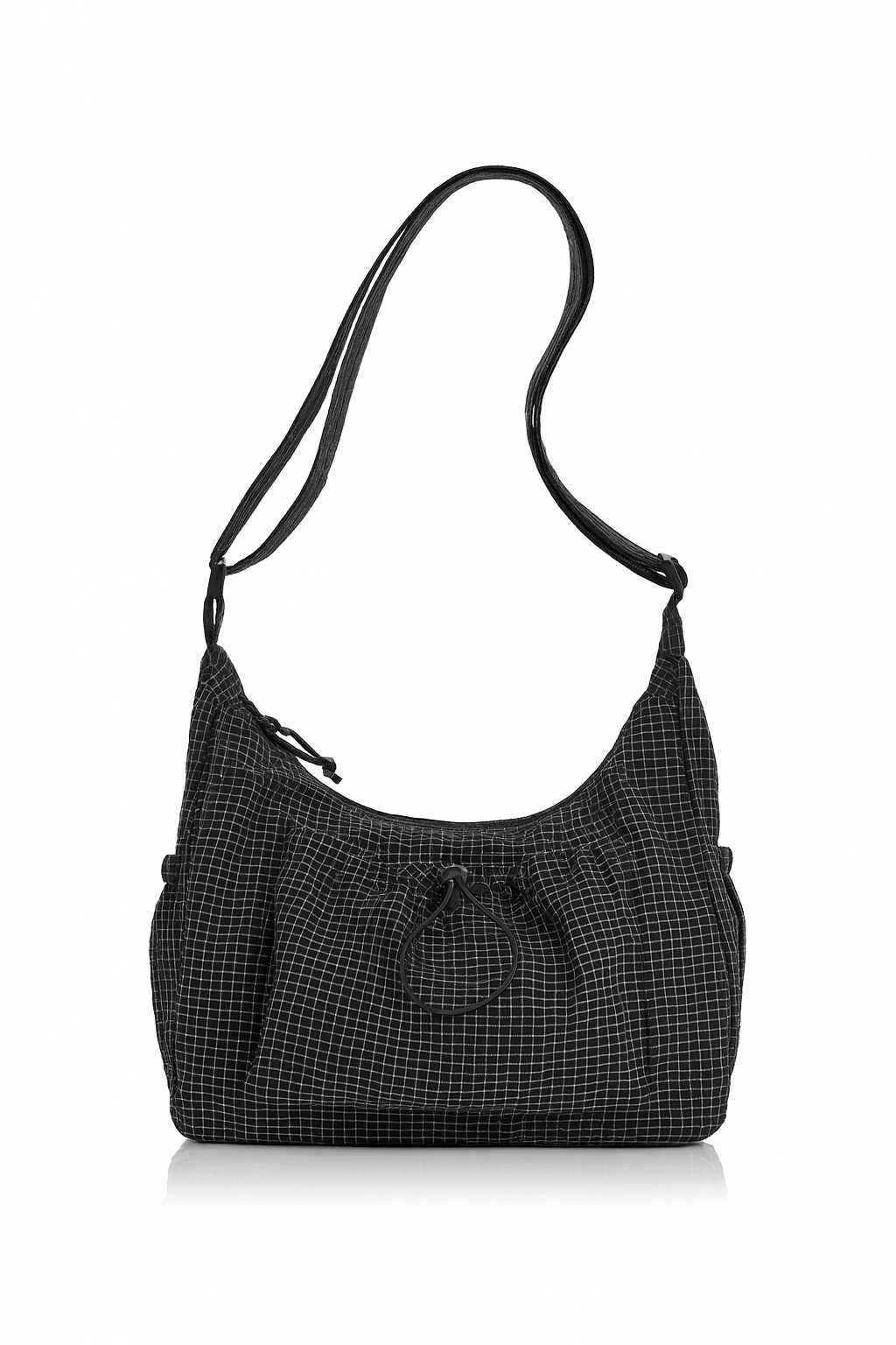Midnight Grid Ruched Shoulder Bag