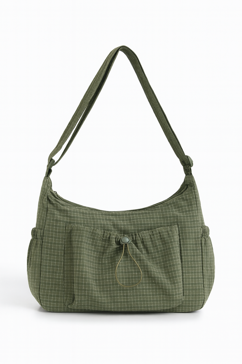 Midnight Grid Ruched Shoulder Bag