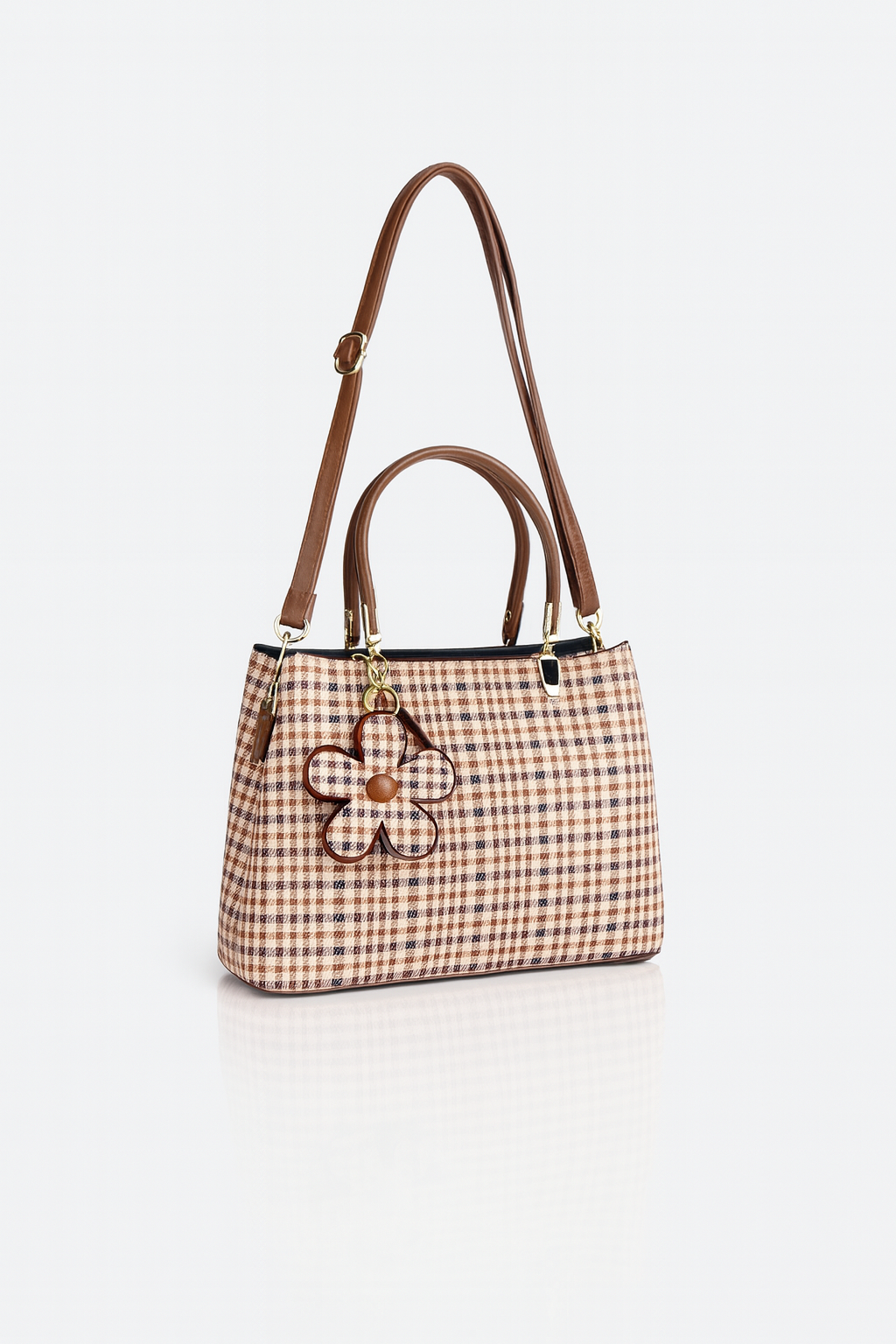Plaid Blossom Tote