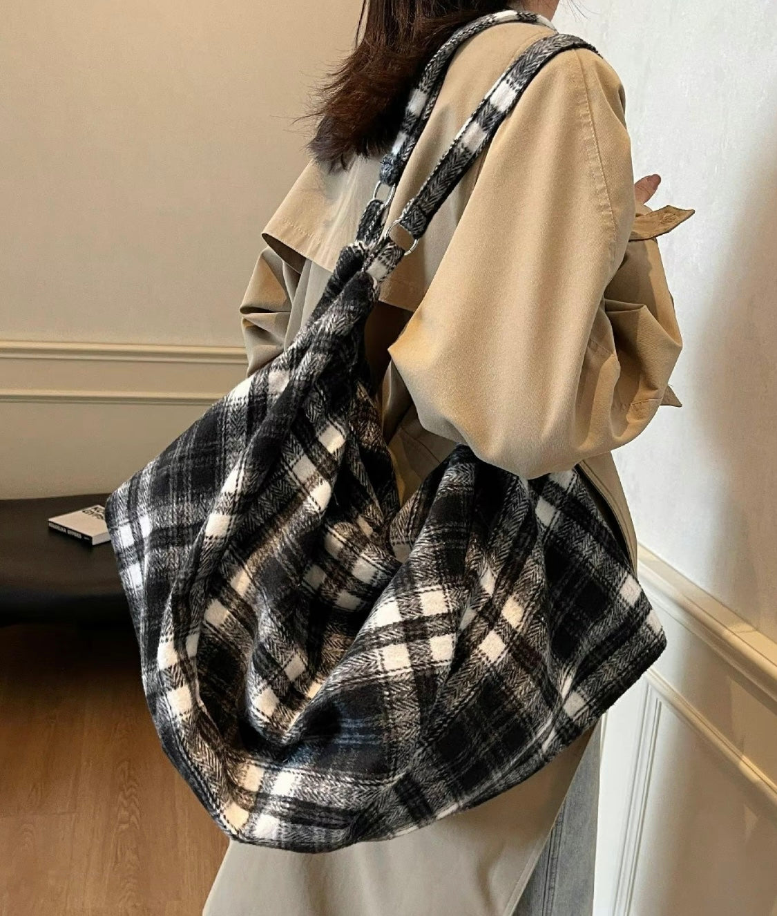 The Verona Plaid Slouch Bag