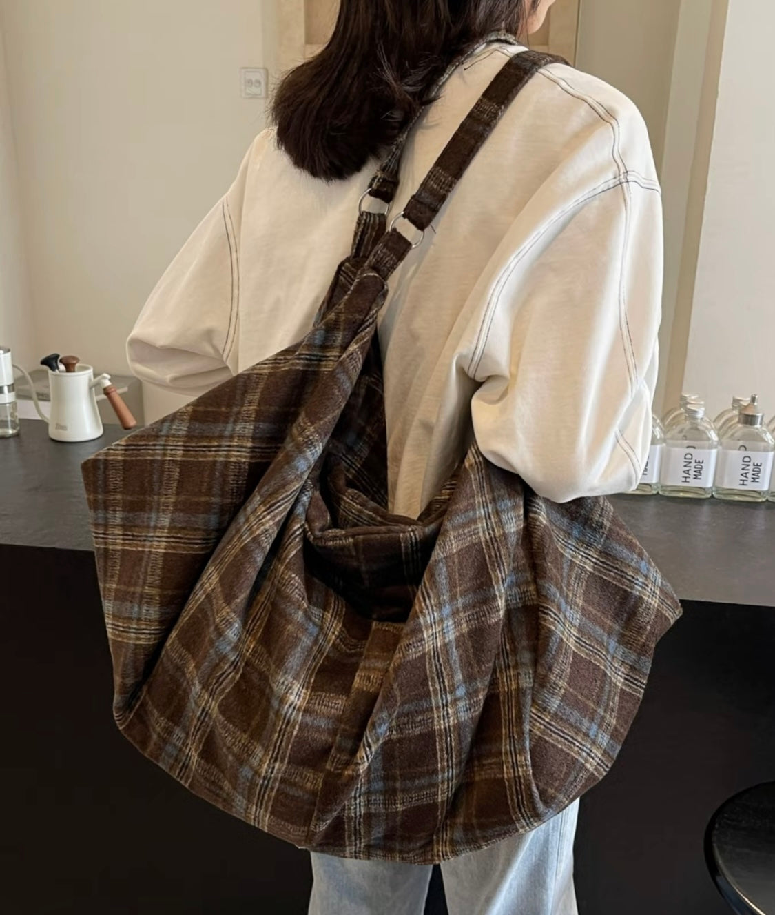 The Verona Plaid Slouch Bag