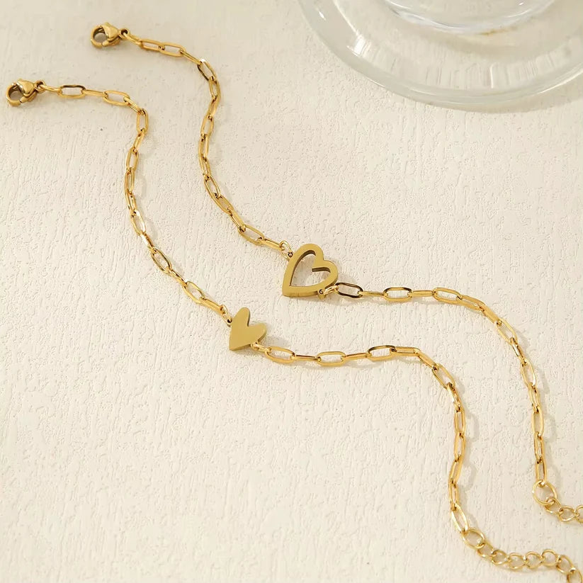 Amour Heart Bracelet Set (14K Gold Plated)