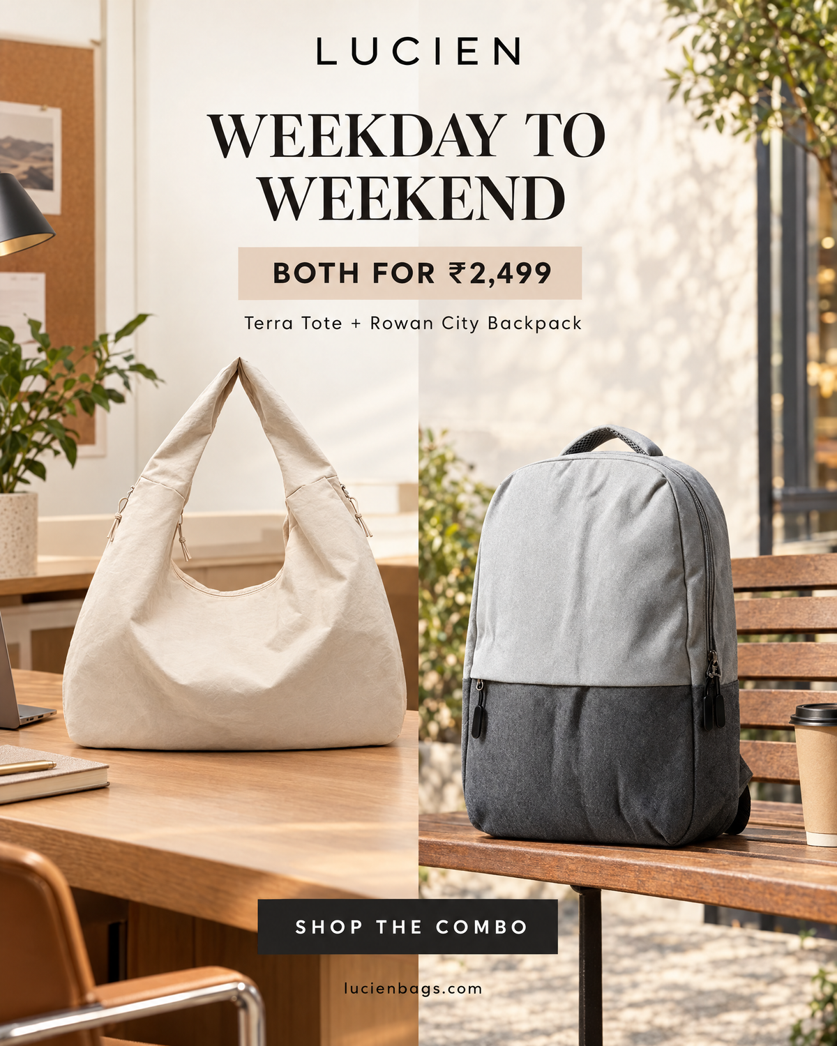 Lucien Terra Tote bag (with Bagpack Combo)