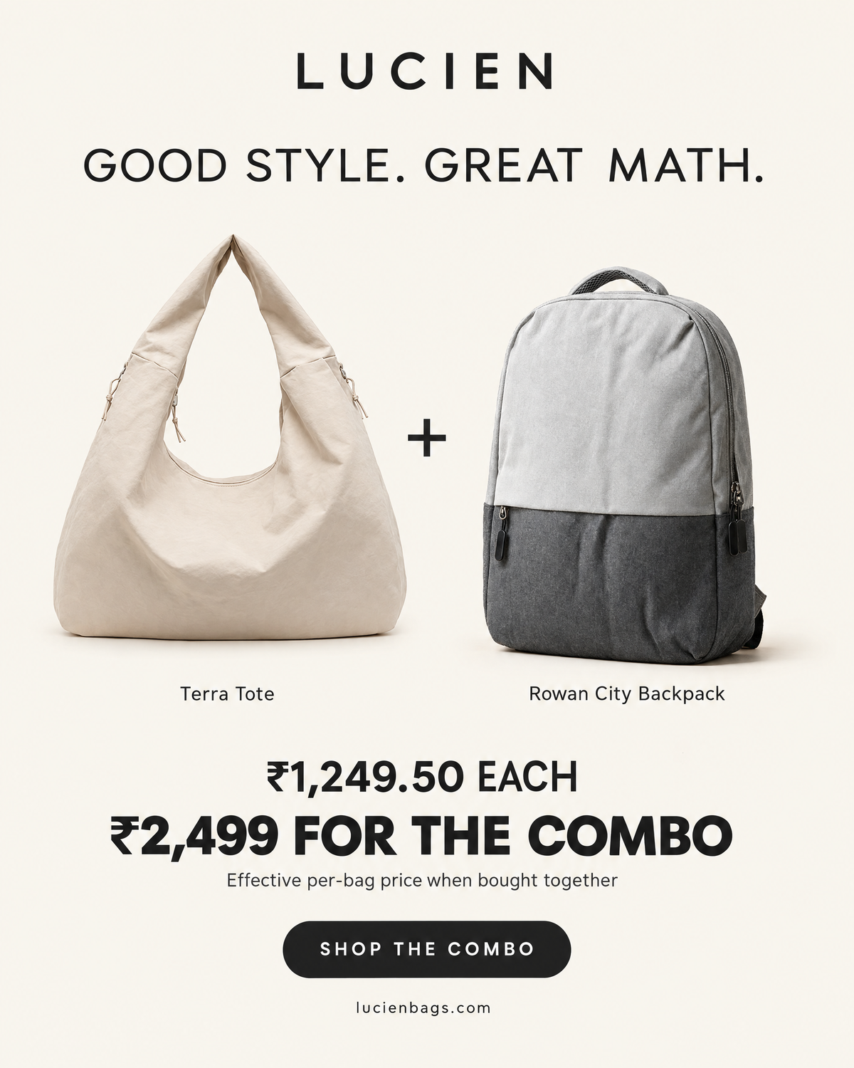 Lucien Terra Tote bag (with Bagpack Combo)
