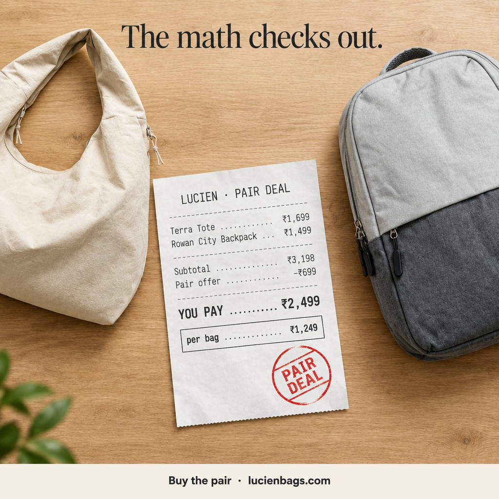 Lucien Terra Tote bag (with Bagpack Combo)