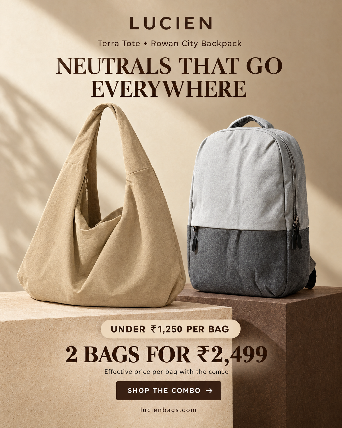 Lucien Terra Tote bag (with Bagpack Combo)