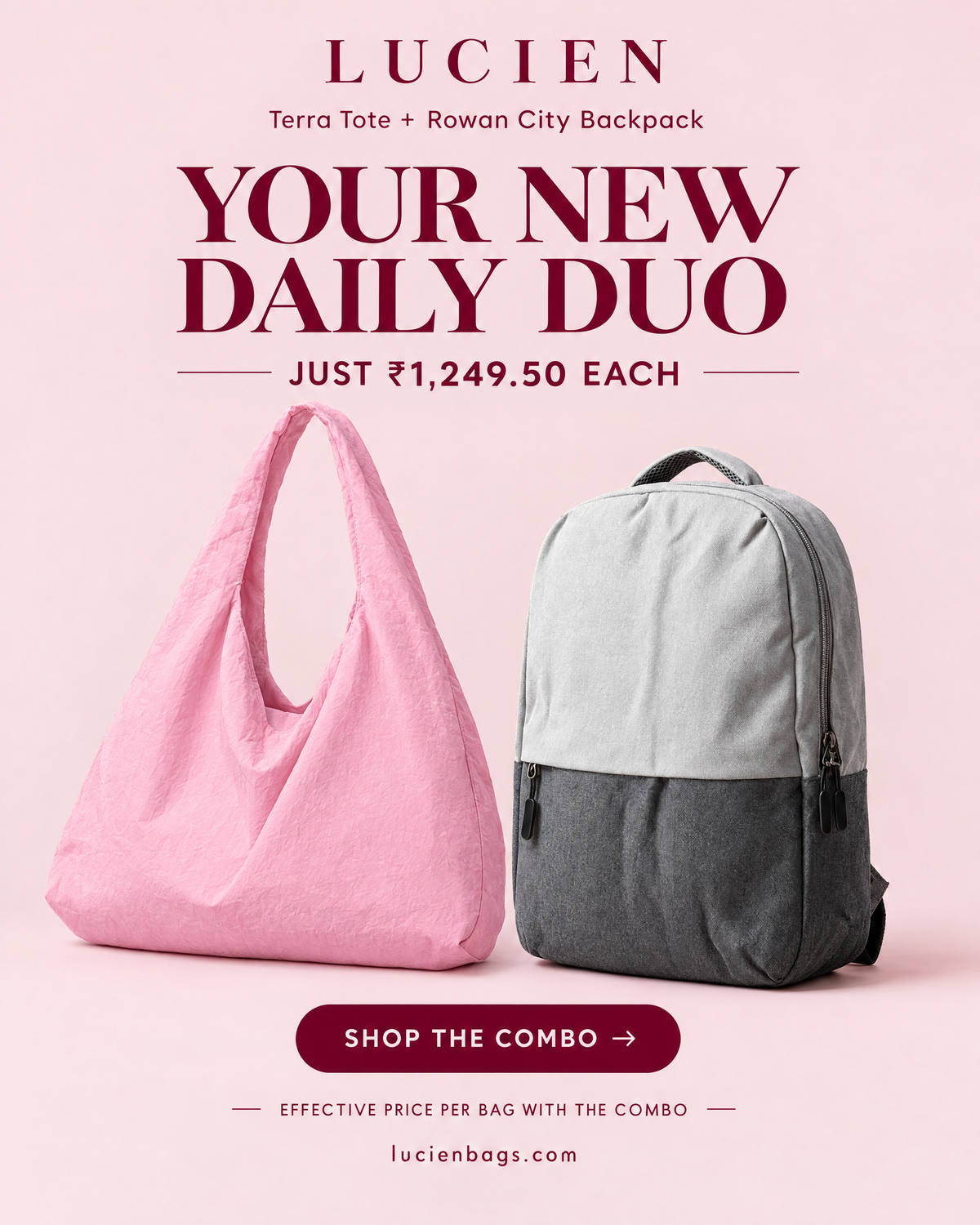 Lucien Terra Tote bag (with Bagpack Combo)