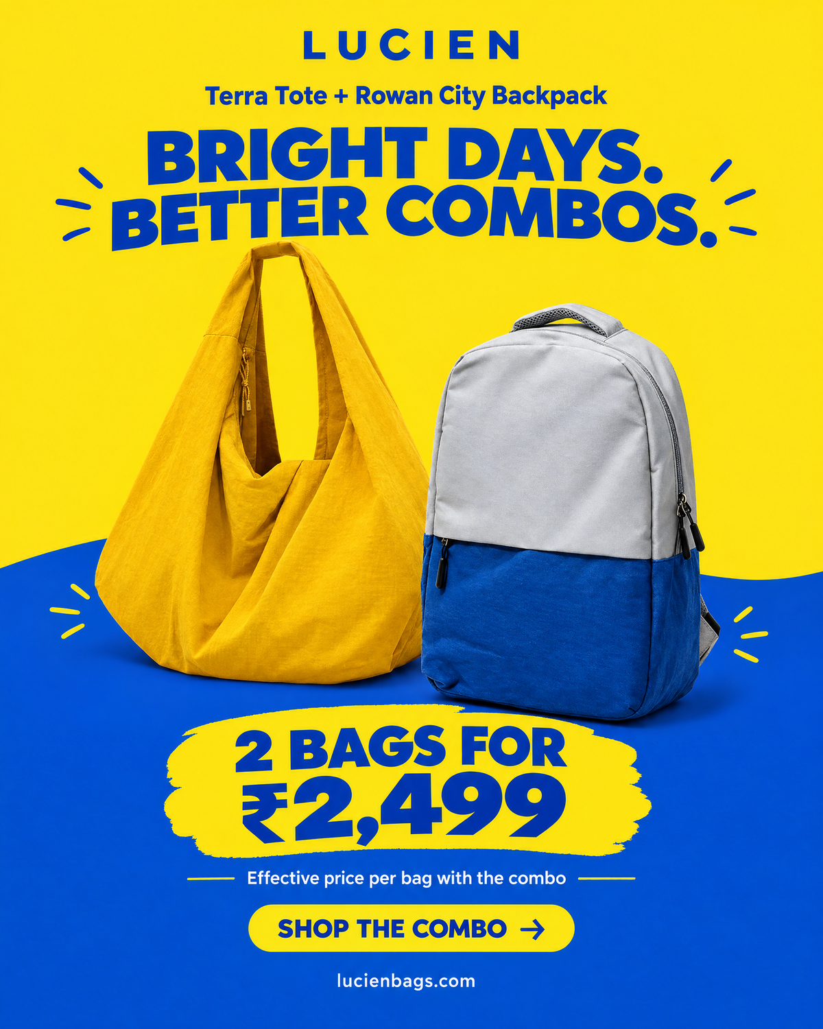 Lucien Terra Tote bag (with Bagpack Combo)