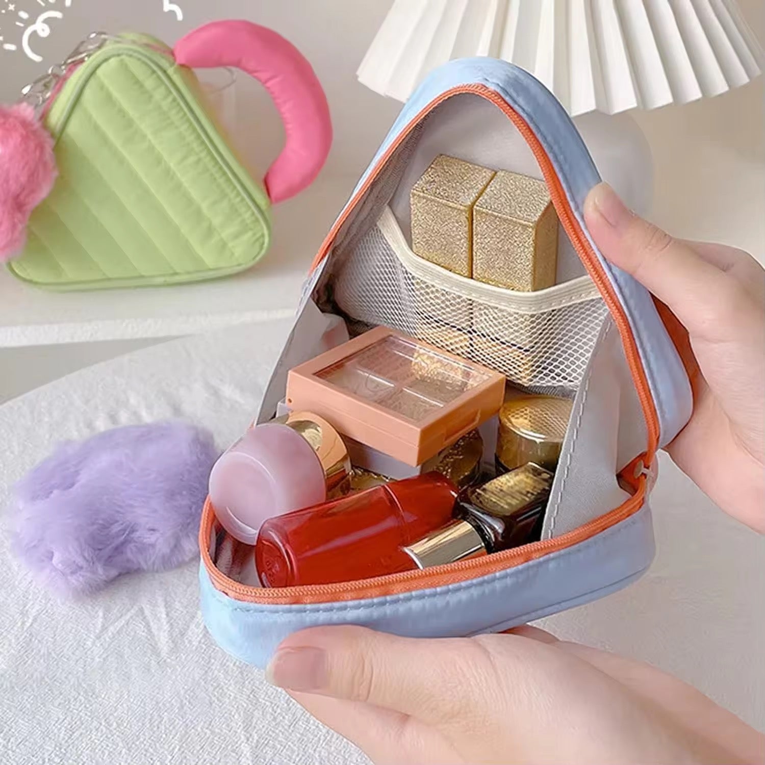 Lime Muse Triangle Handle Pouch