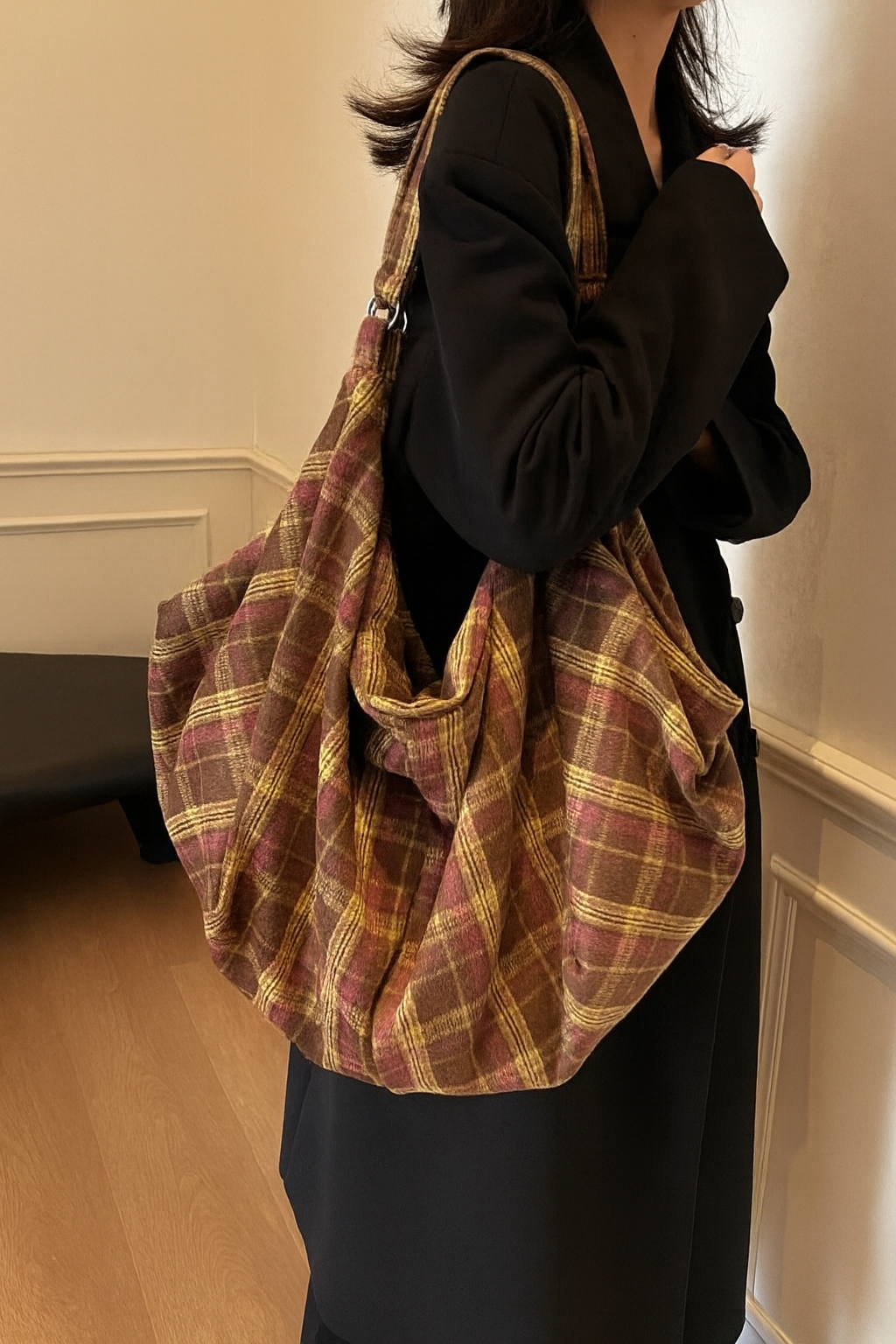 The Verona Plaid Slouch Bag