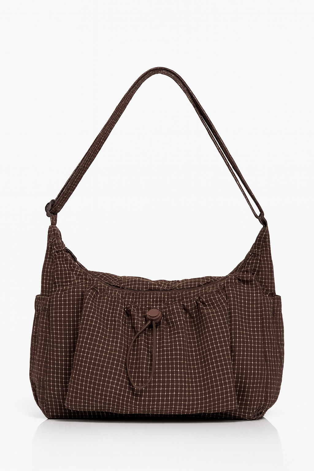 Midnight Grid Ruched Shoulder Bag