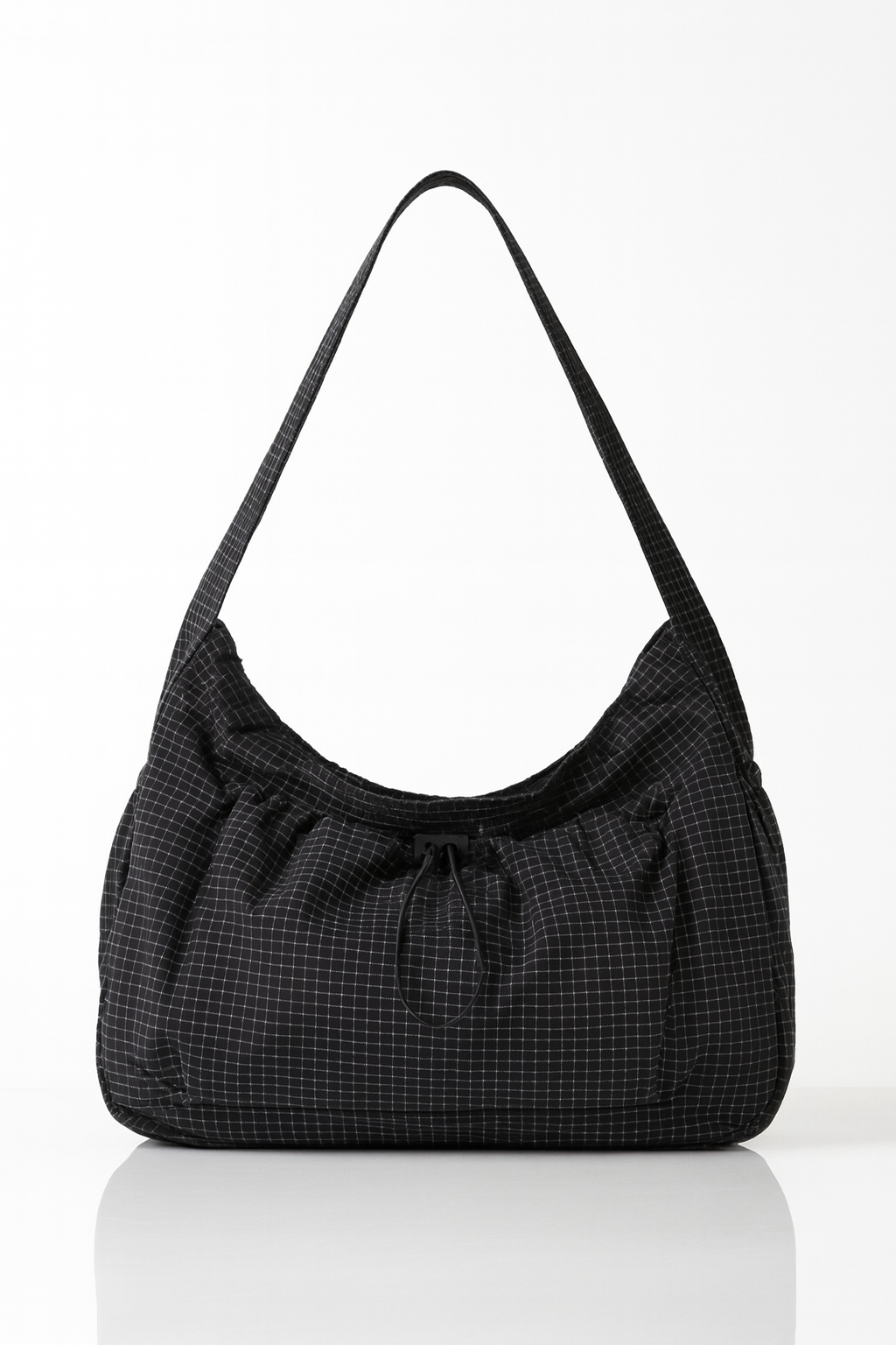 Midnight Grid Ruched Shoulder Bag