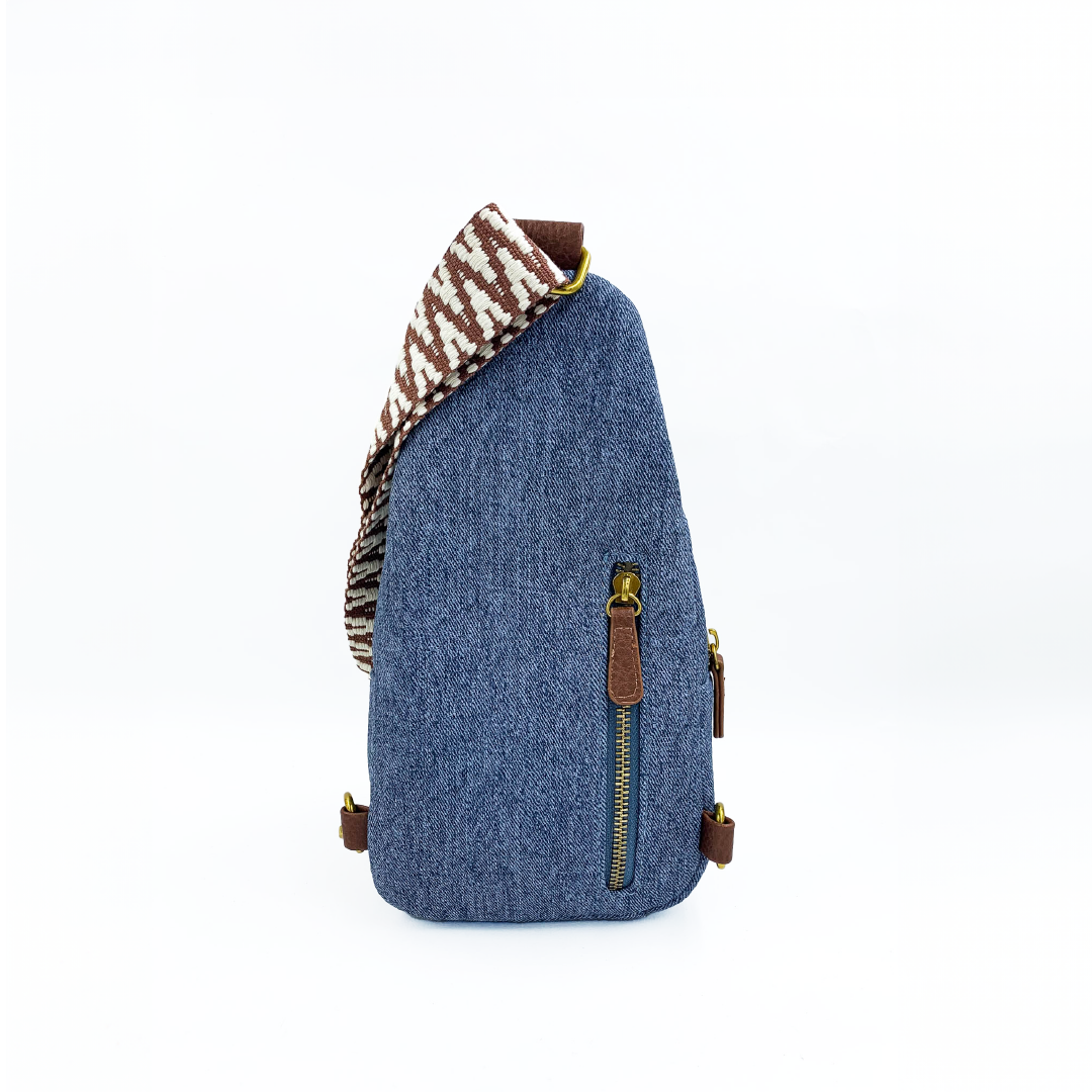 lucien denim chest bag