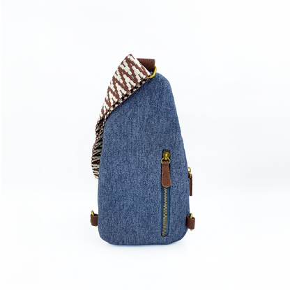 lucien denim chest bag