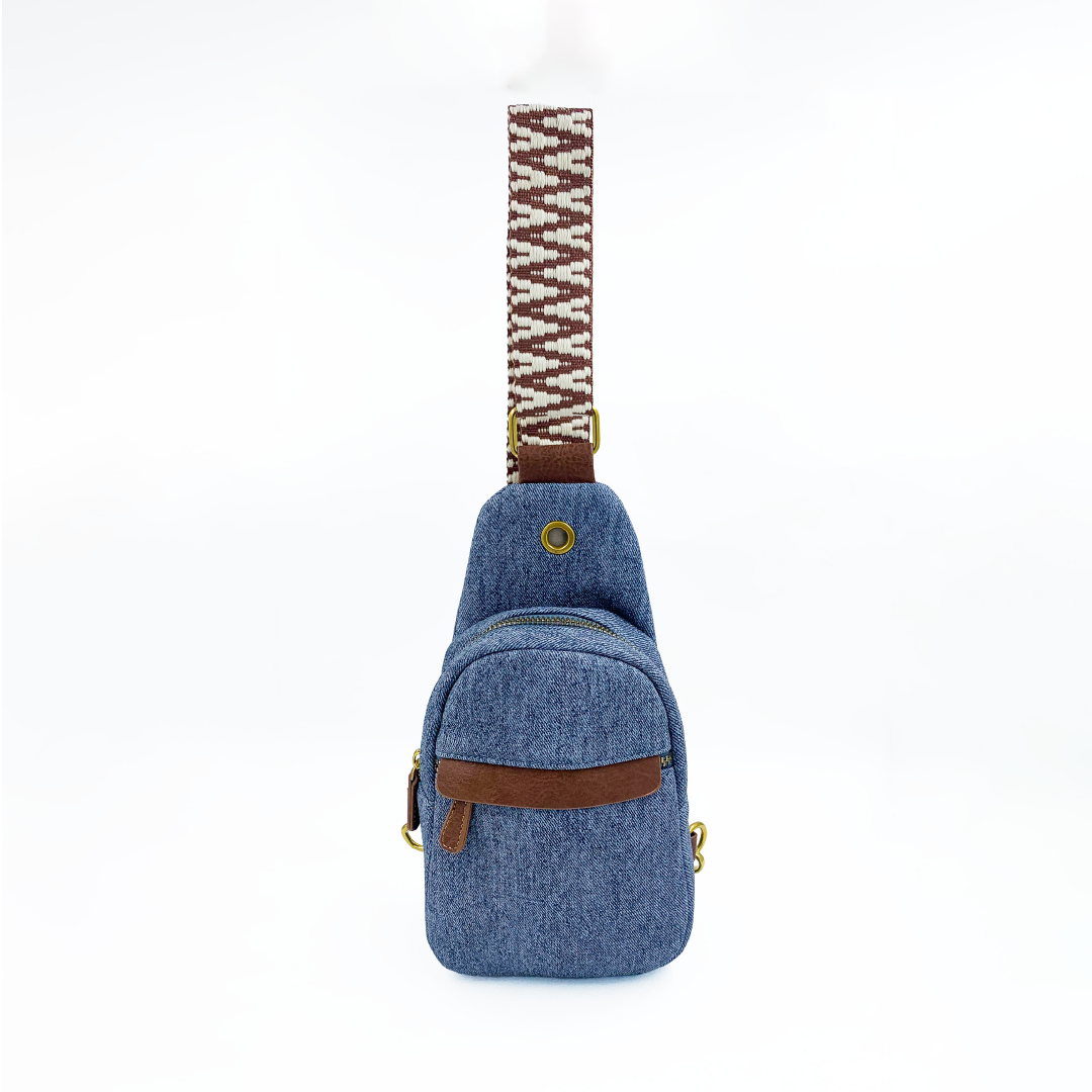 lucien denim chest bag