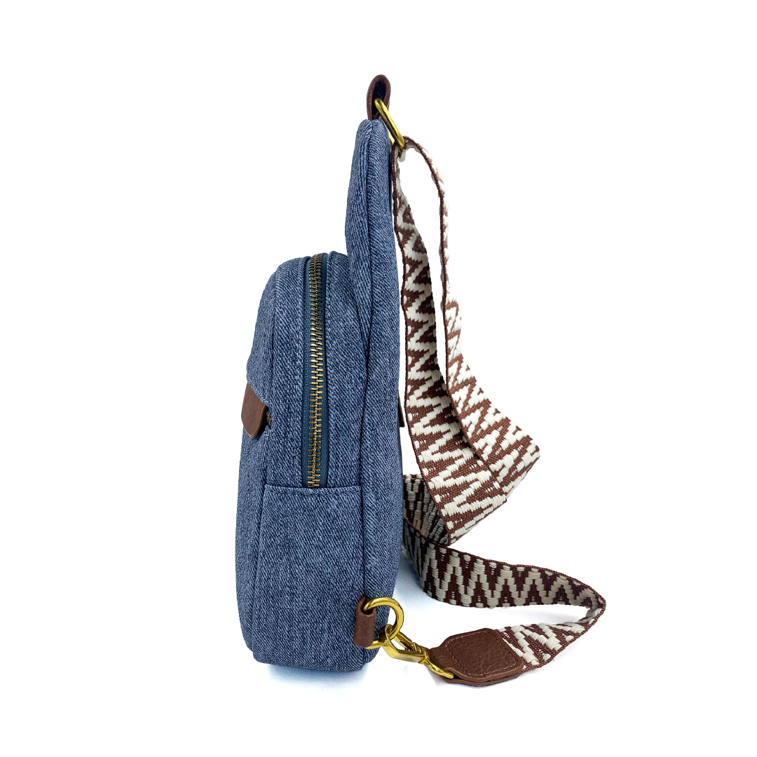 lucien denim chest bag