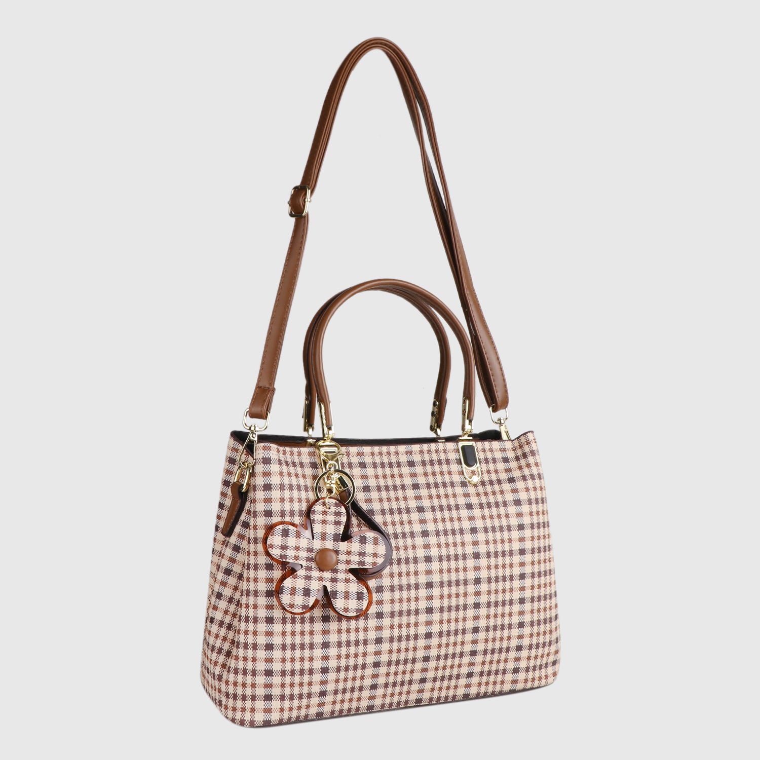 Plaid Blossom Tote