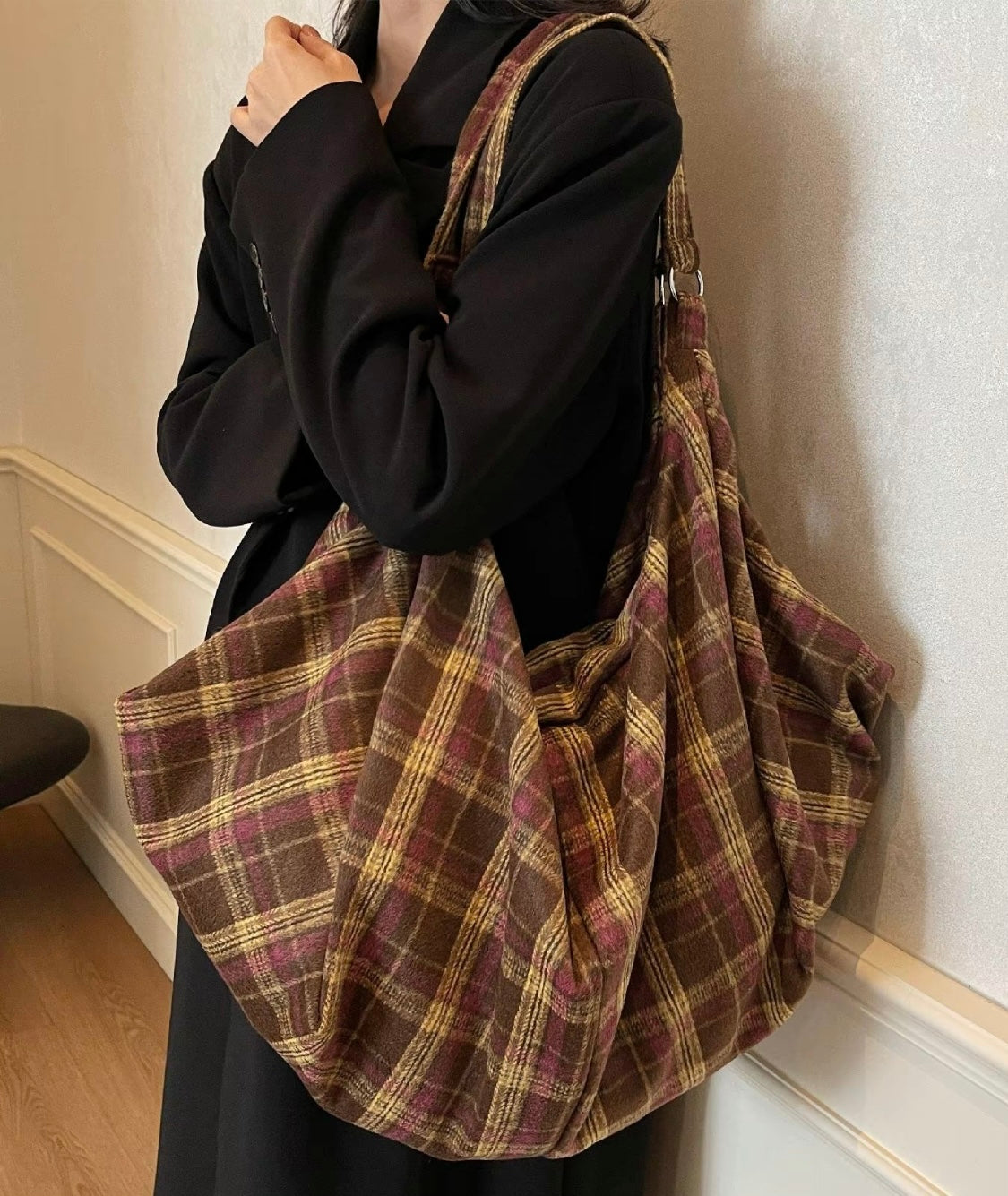 The Verona Plaid Slouch Bag