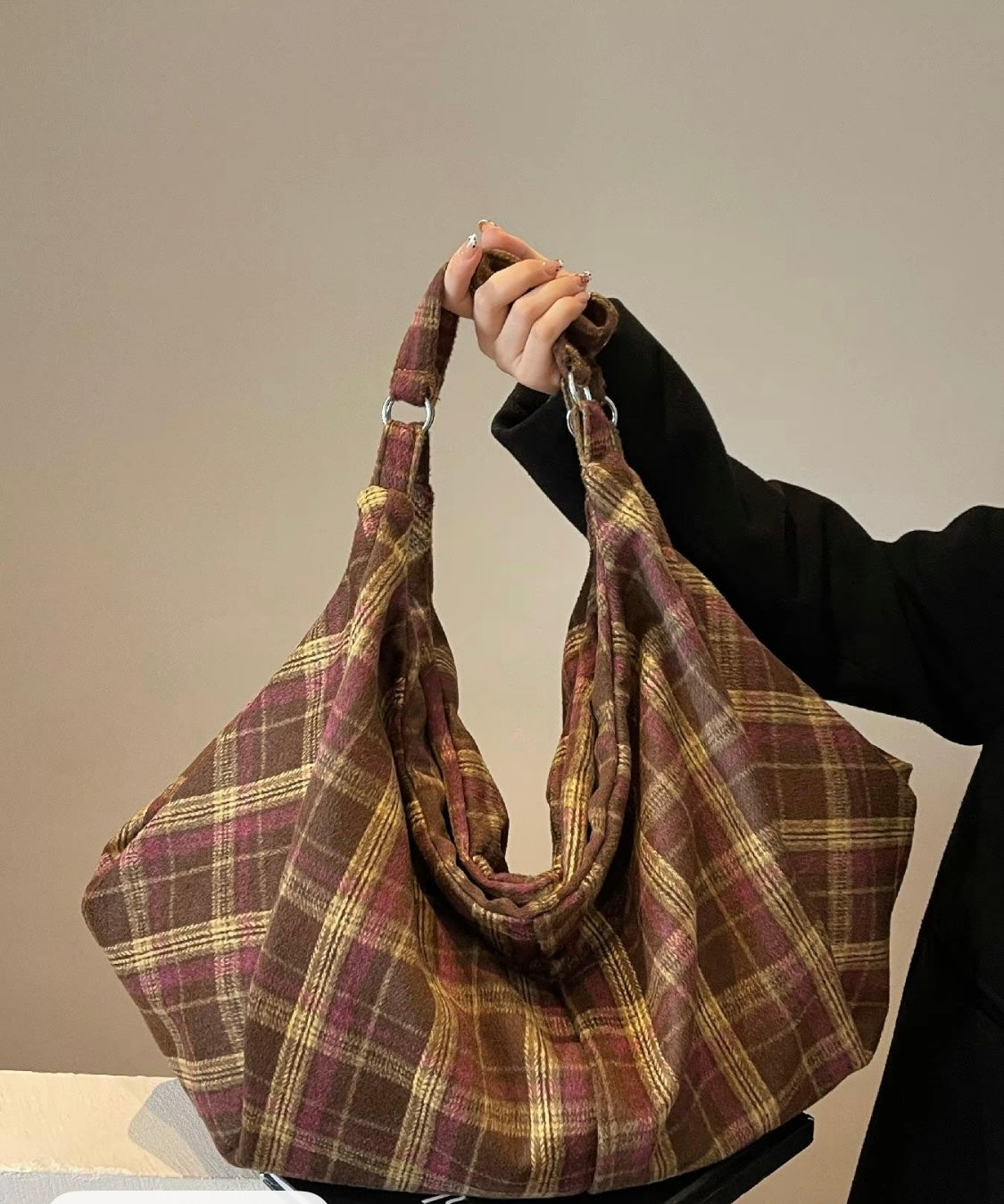 The Verona Plaid Slouch Bag