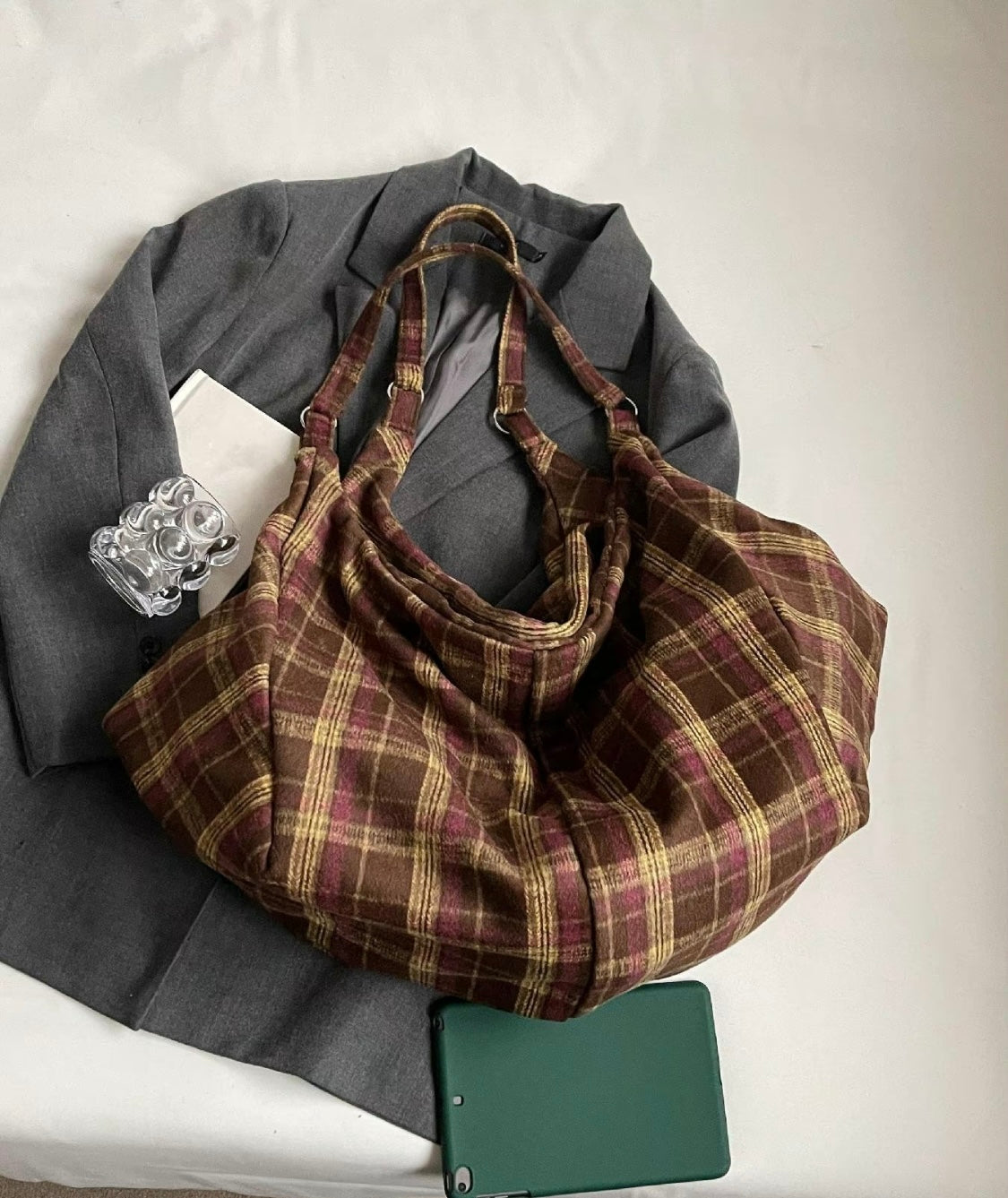 The Verona Plaid Slouch Bag
