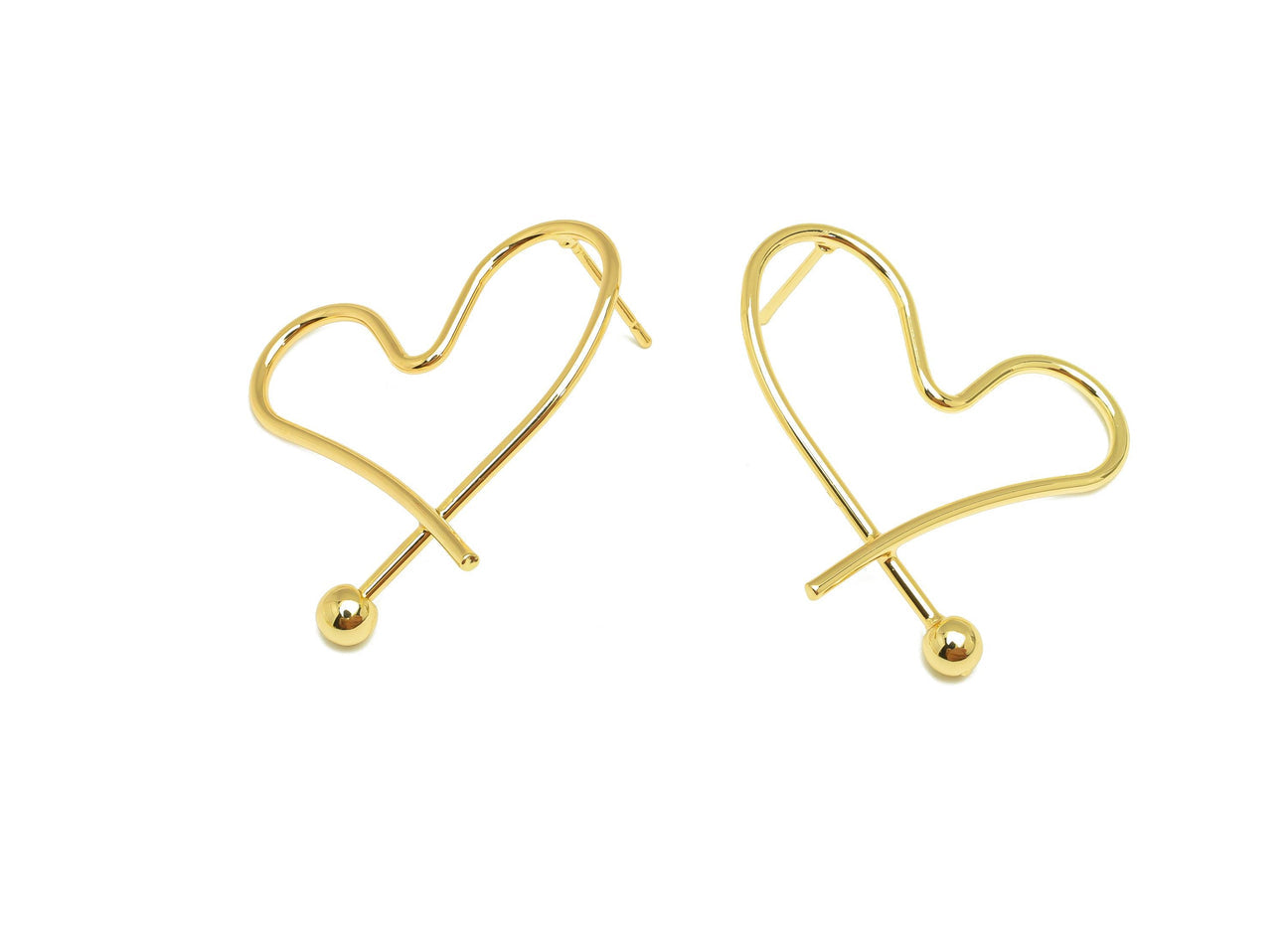 Asymmetrical Heart Wire Earrings