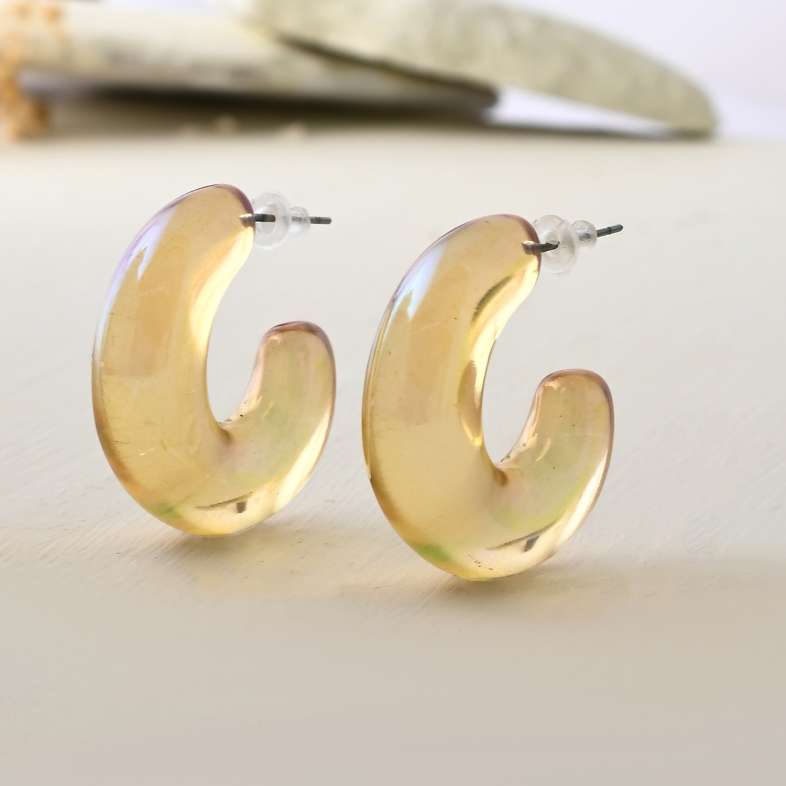Glossy Resin Chunky Hoop Earrings