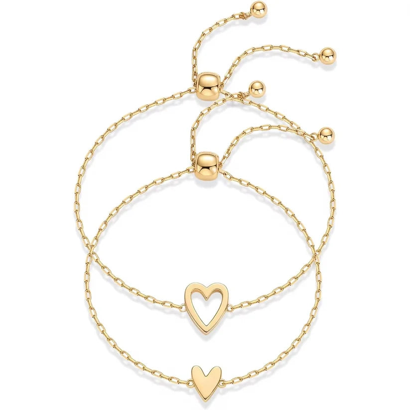 Amour Heart Bracelet Set (14K Gold Plated)