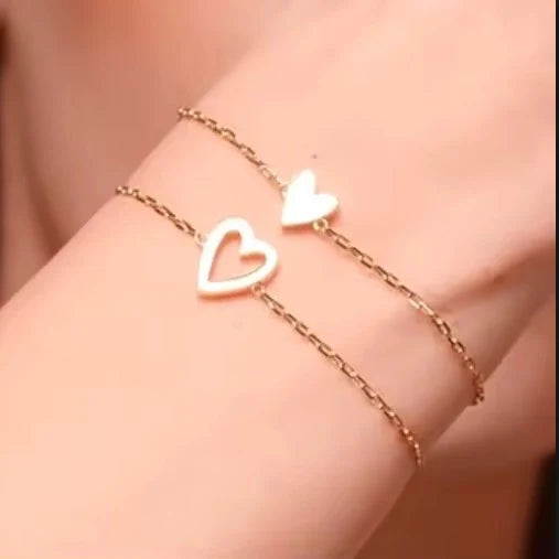 Amour Heart Bracelet Set (14K Gold Plated)