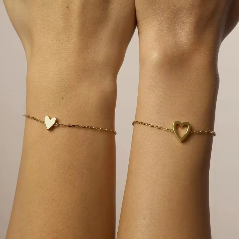 Amour Heart Bracelet Set (14K Gold Plated)