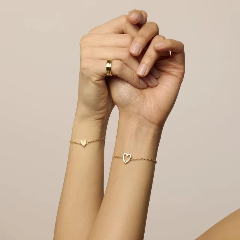Amour Heart Bracelet Set (14K Gold Plated)