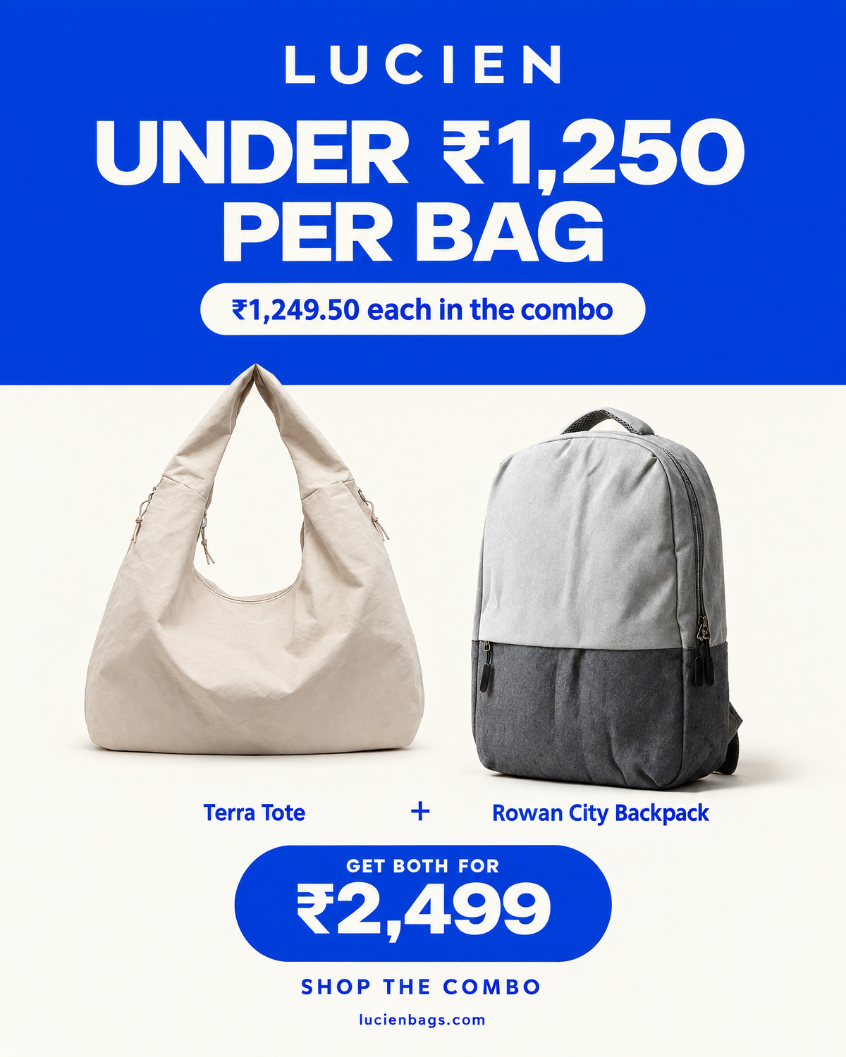 Lucien Terra Tote bag (with Bagpack Combo)