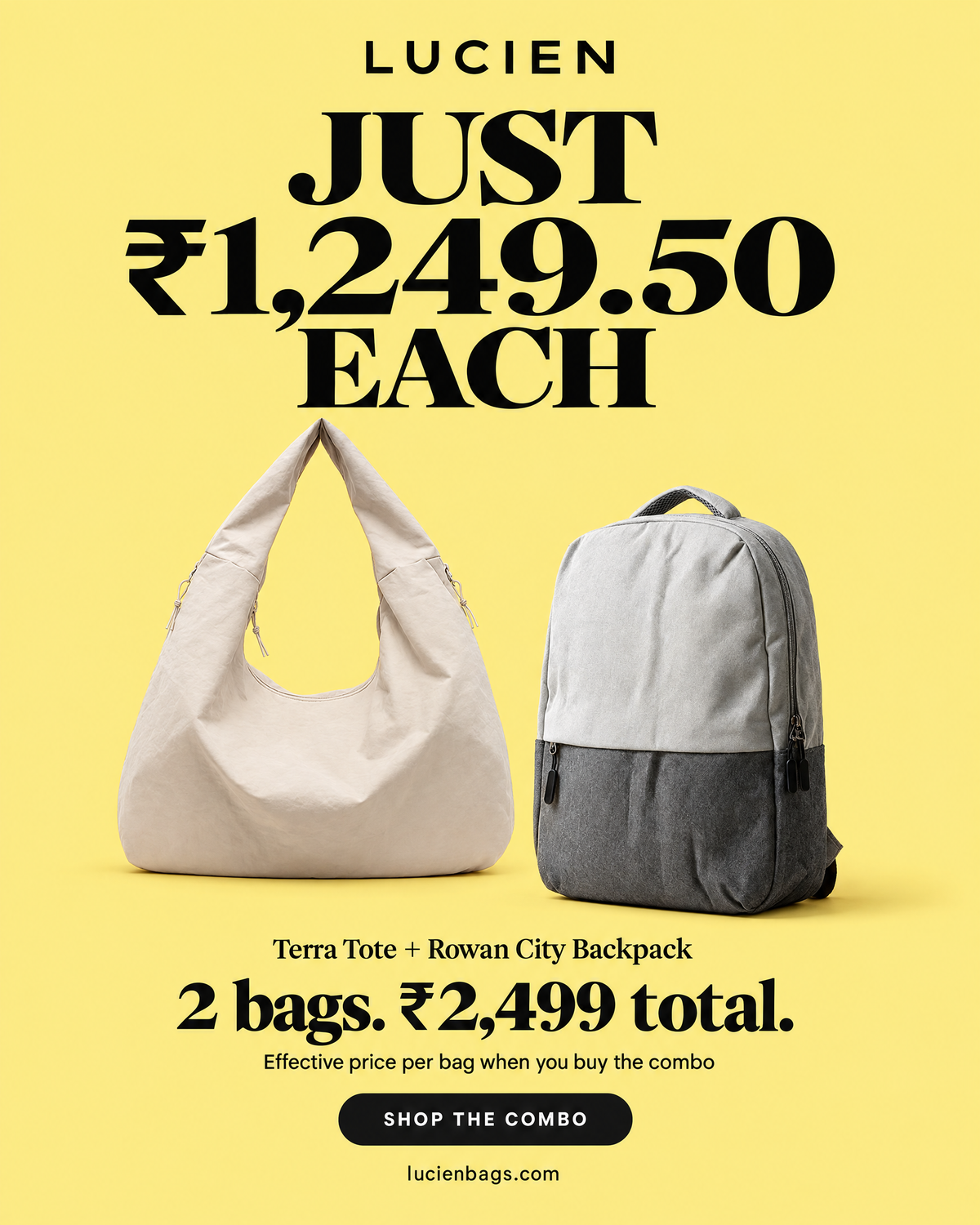 Lucien Terra Tote bag (with Bagpack Combo)