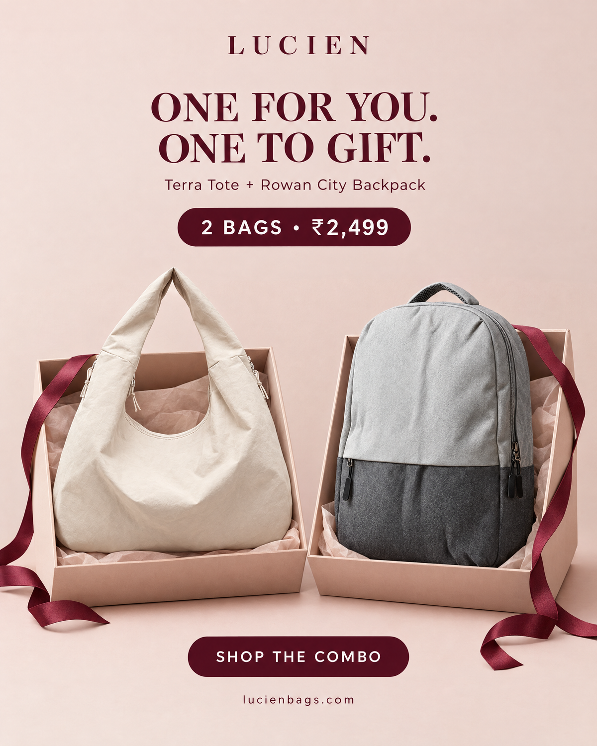 Lucien Terra Tote bag (with Bagpack Combo)