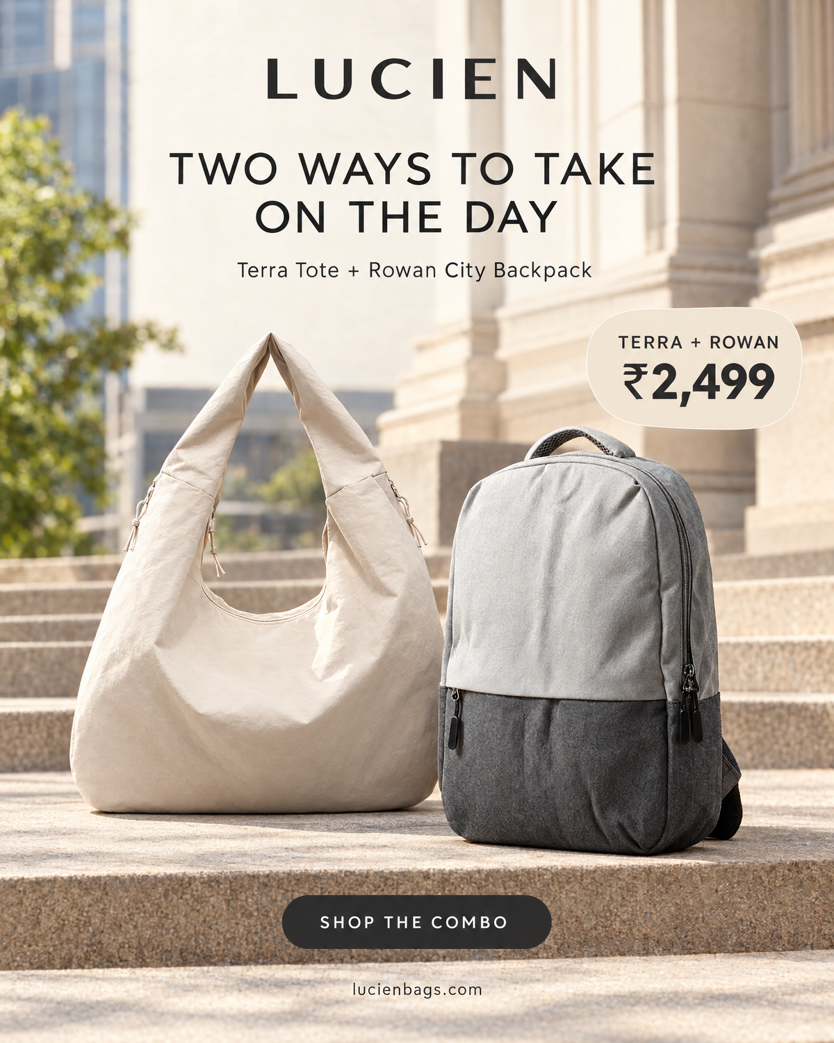Lucien Terra Tote bag (with Bagpack Combo)