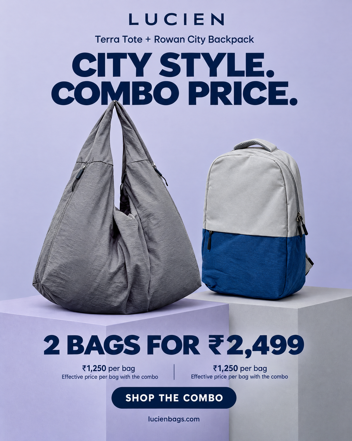 Lucien Terra Tote bag (with Bagpack Combo)