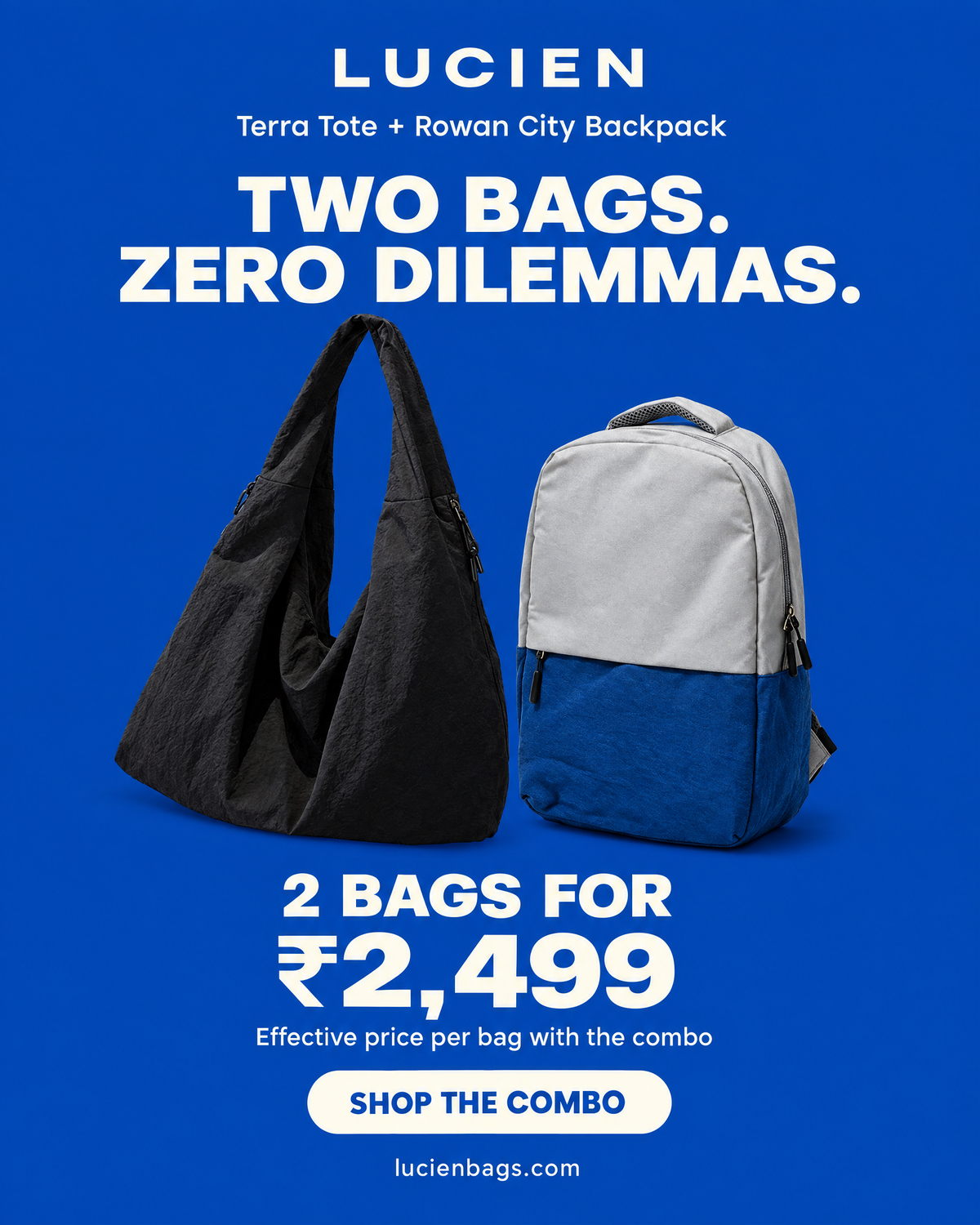 Lucien Terra Tote bag (with Bagpack Combo)