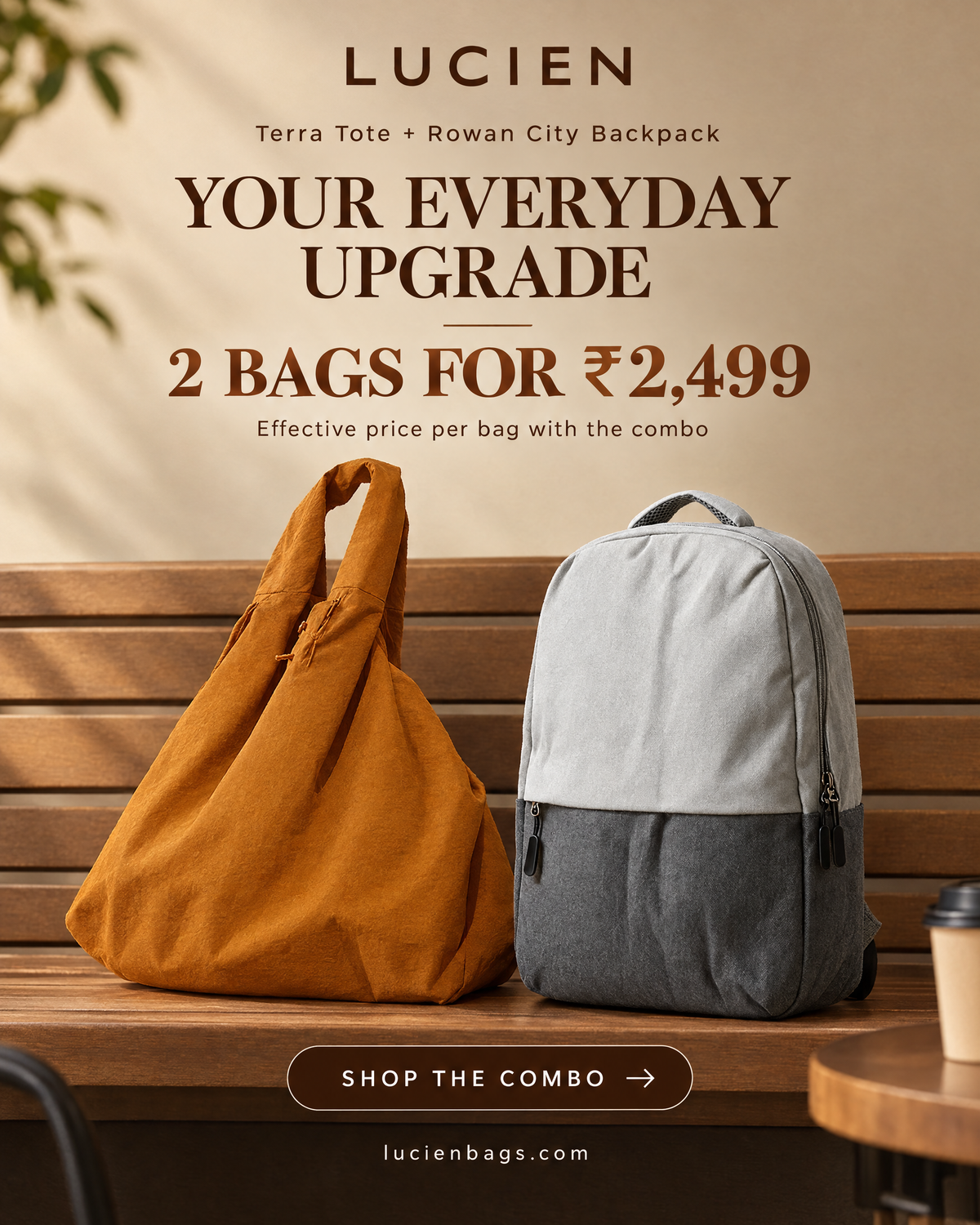 Lucien Terra Tote bag (with Bagpack Combo)