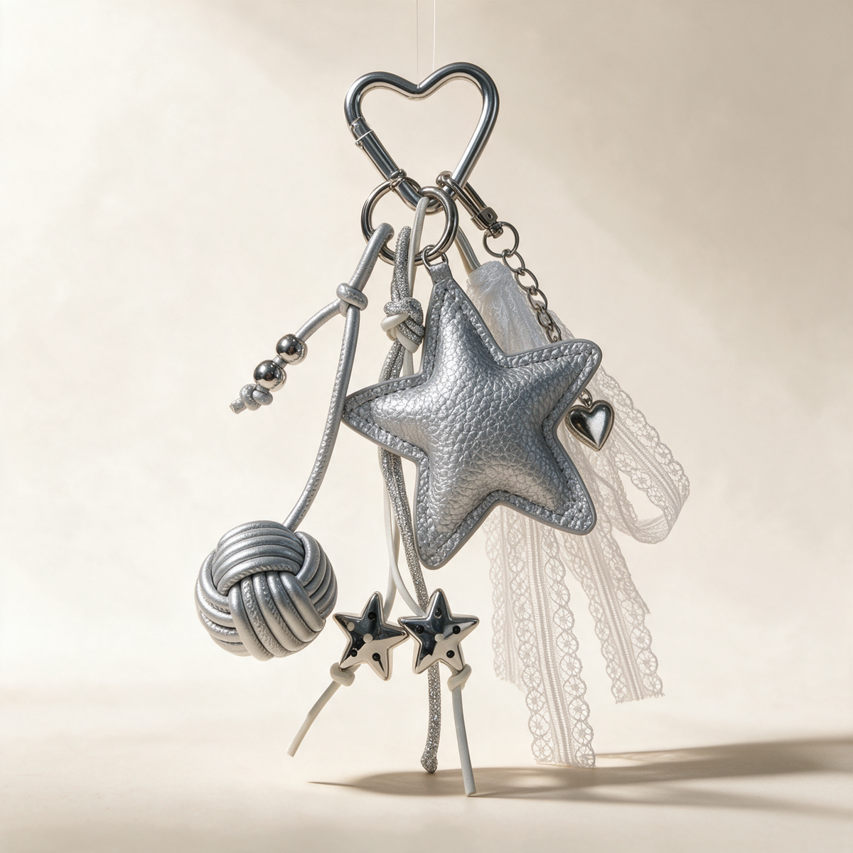 Silver Star Charm Keychain