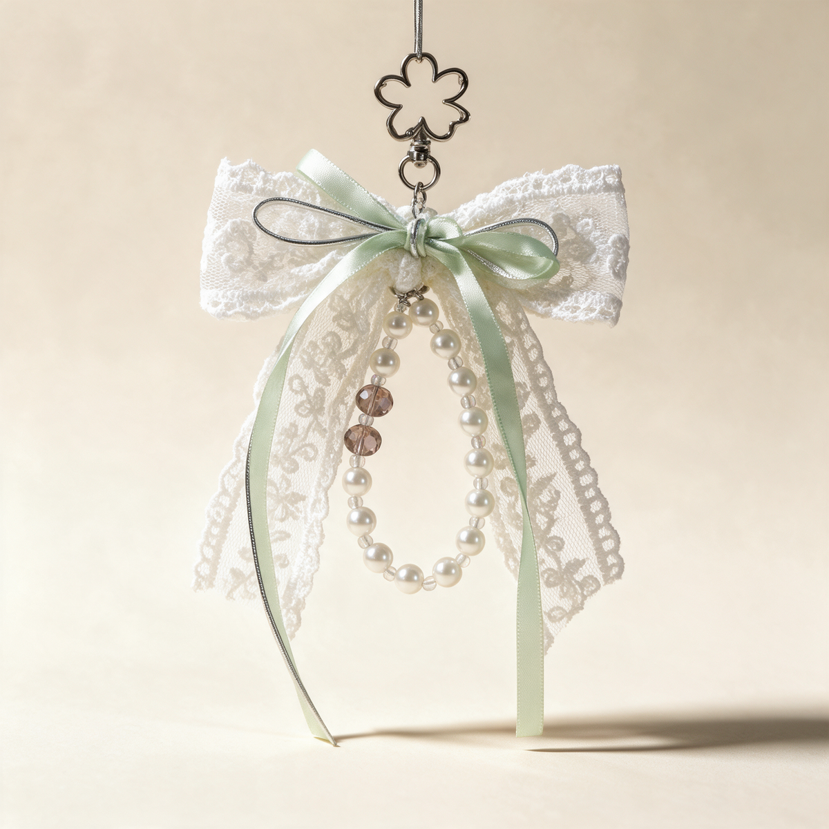 Pearl Bow Charm Keychain